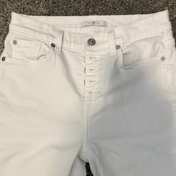 NWT 7 For All Mankind White Skinny Jeans Button Fly Size 26 Ankle Length - Picture 4 of 6